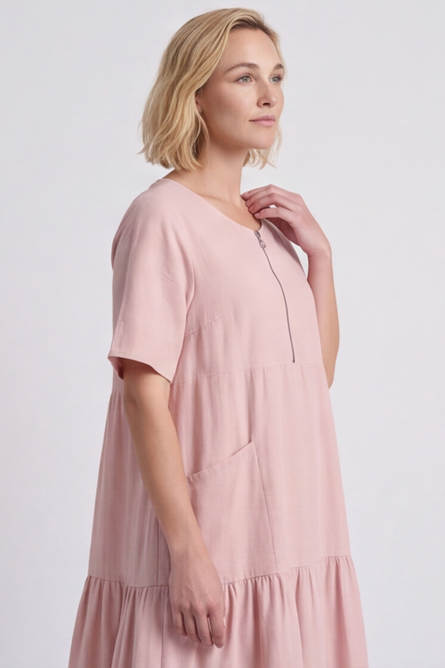 Monaco Zip Pink Maxi Dress - Image 5