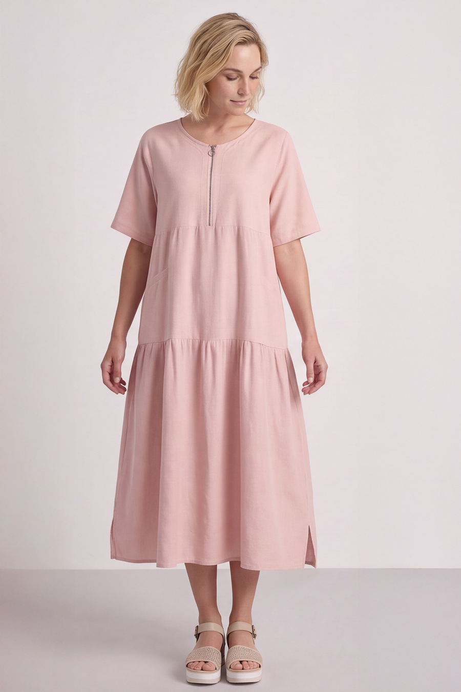 Monaco Zip Pink Maxi Dress