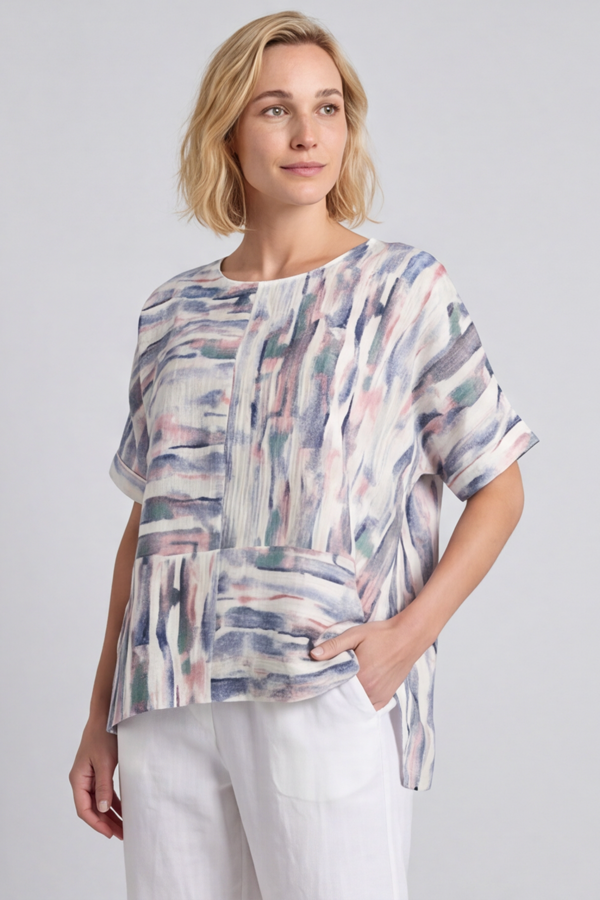 Monet Print Blue Top