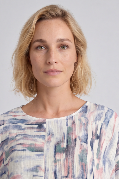Monet Print Blue Top - Image 5