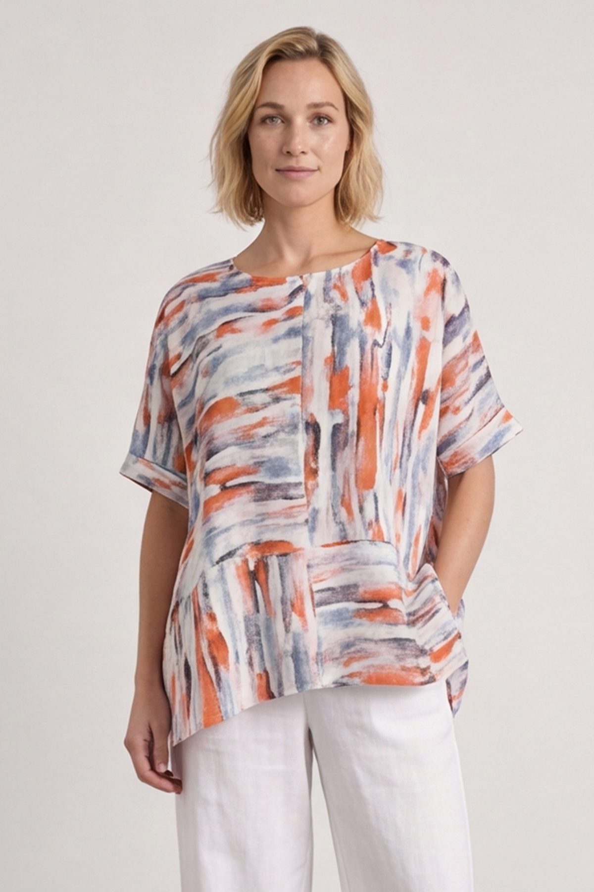 Monet Print Orange Top
