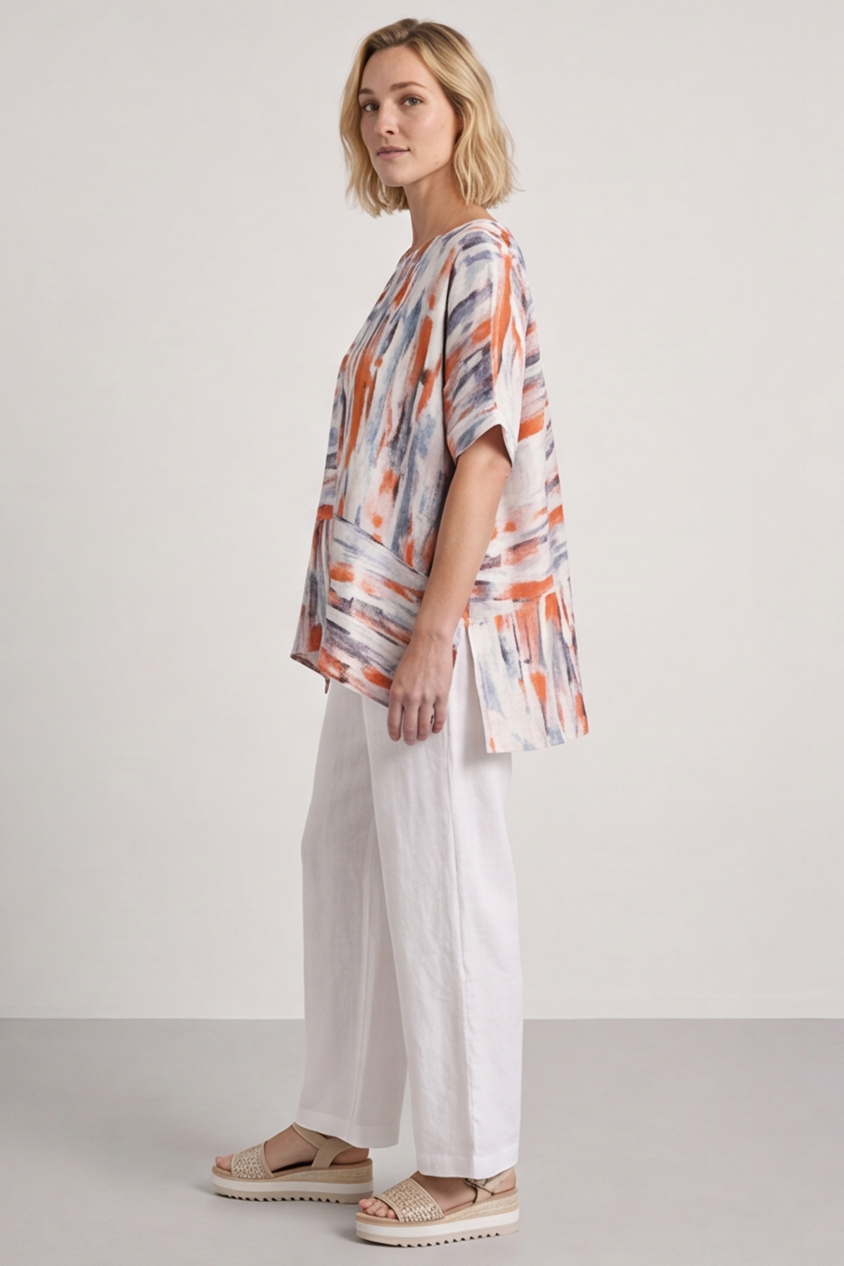 Monet Print Orange Top
