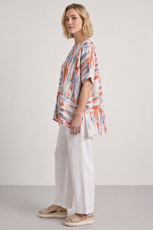 Monet Print Orange Top - Image 3