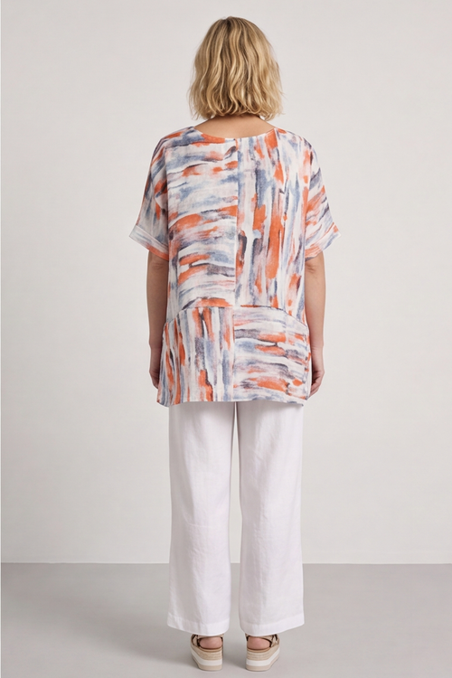 Monet Print Orange Top - Image 4