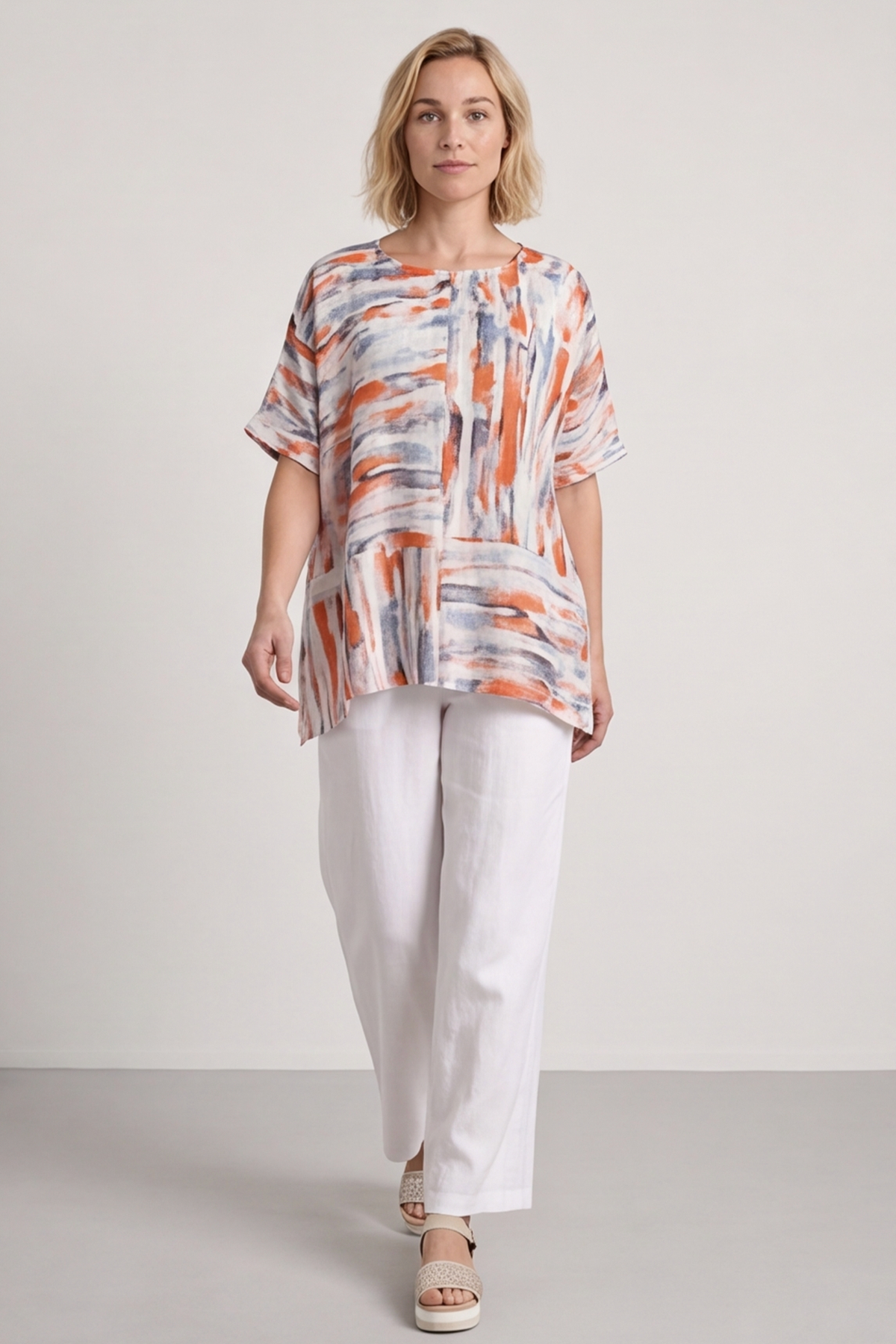 Monet Print Orange Top