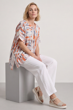 Monet Print Orange Top