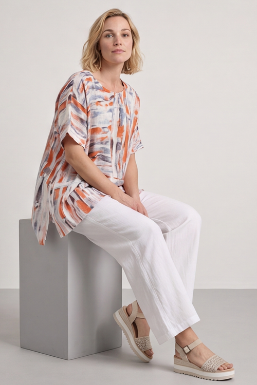 Monet Print Orange Top - Image 1