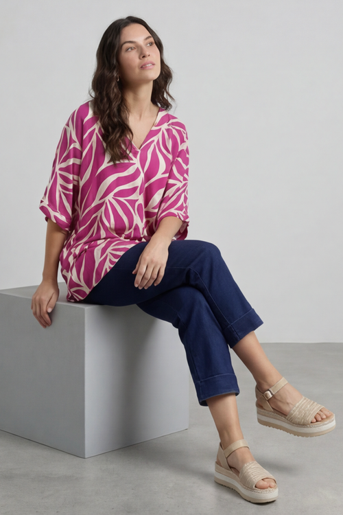 Morgan Print V-Neck Top Berry - Image 4