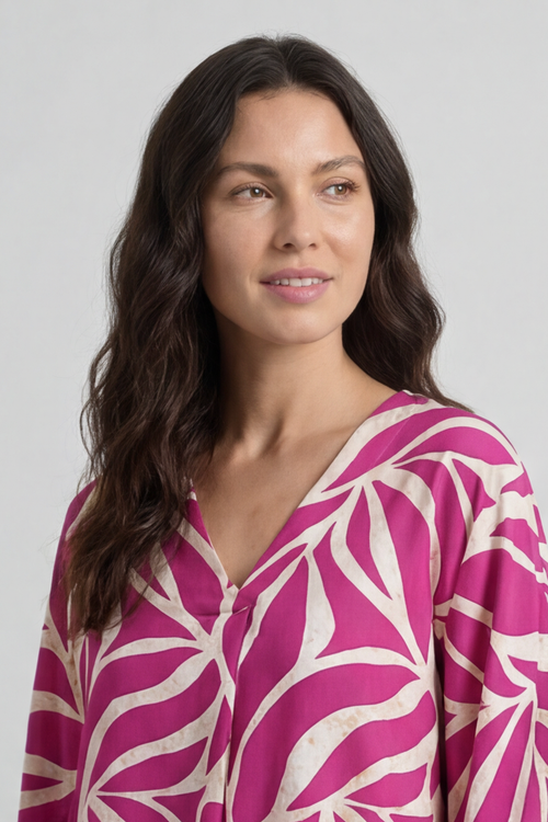 Morgan Print V-Neck Top Berry - Image 5