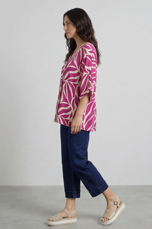 Morgan Print V-Neck Top Berry - Image 6