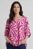 Morgan Print V-Neck Top Berry