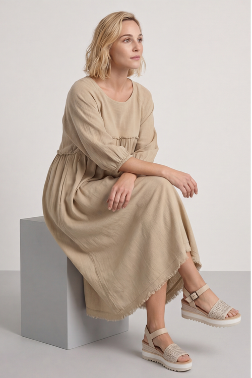 Morianna Cotton Dress Camel - Image 2