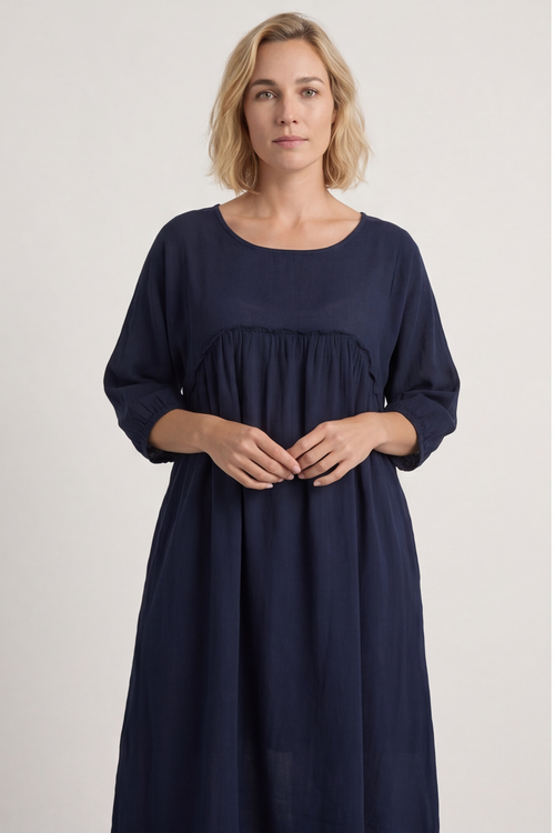 Morianna Cotton Dress Navy - Image 3