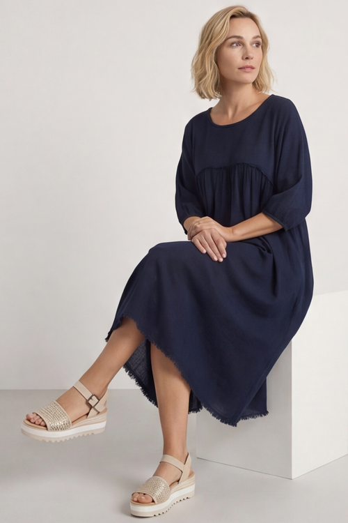 Morianna Cotton Dress Navy - Image 4