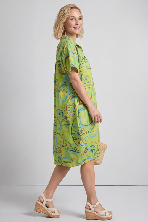 Naida Print Button Tunic Olive - Image 2