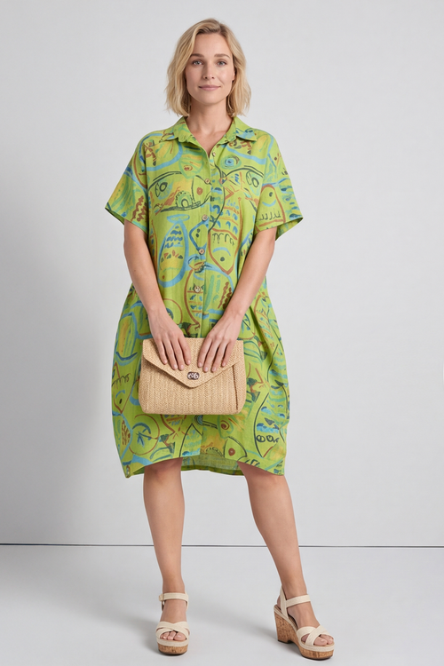 Naida Print Button Tunic Olive - Image 5