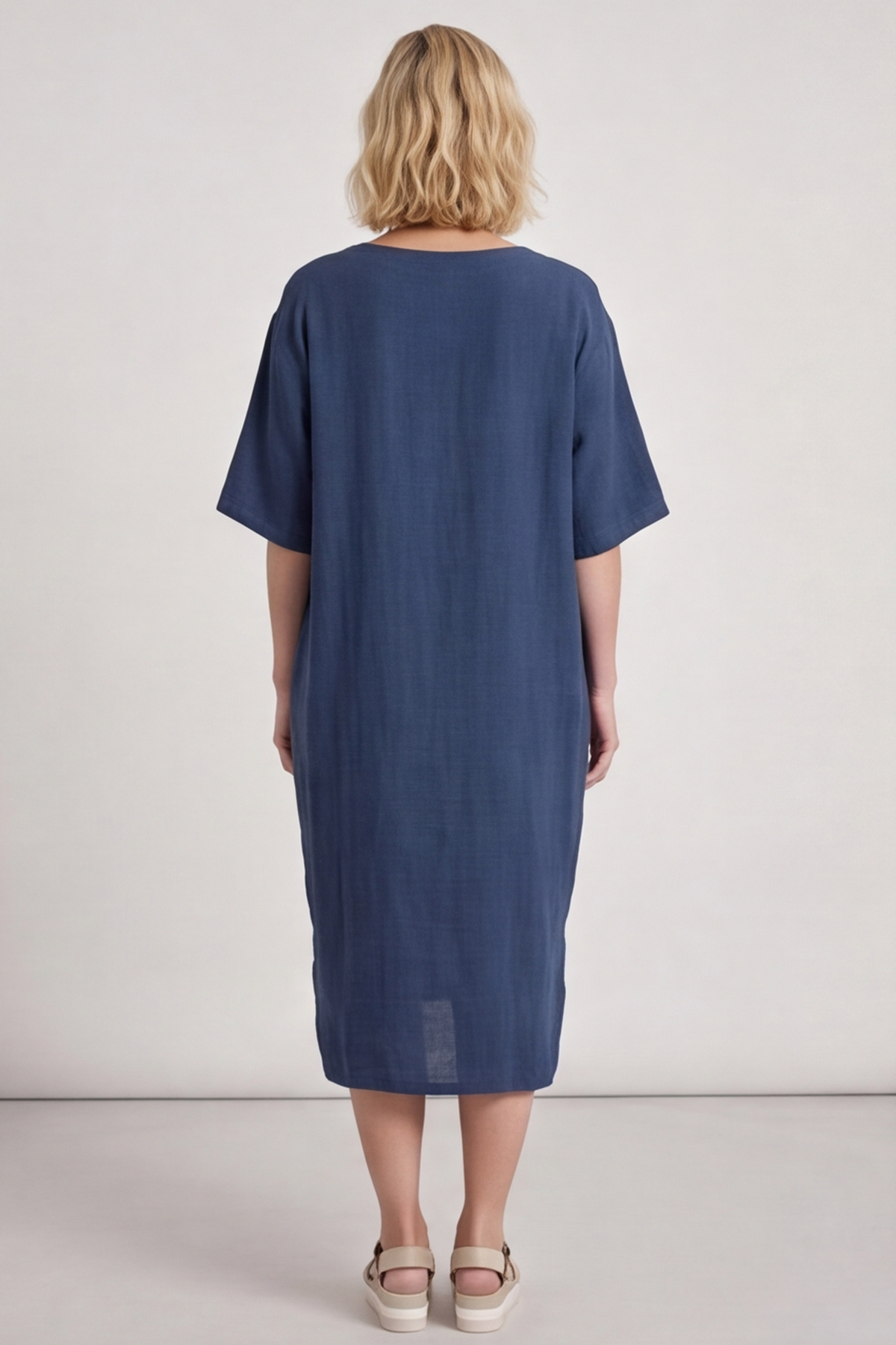 Pauline Linen 2 Piece Cardigan and Dress Set Navy