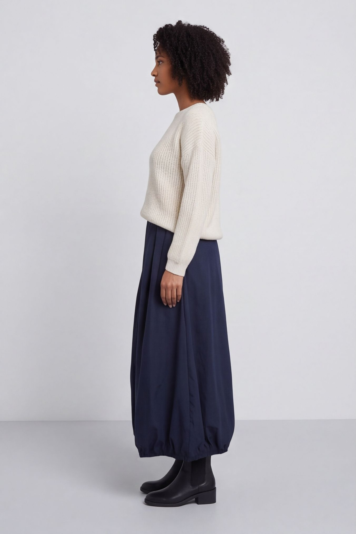 Wilfreda Puffball Cotton Skirt Navy