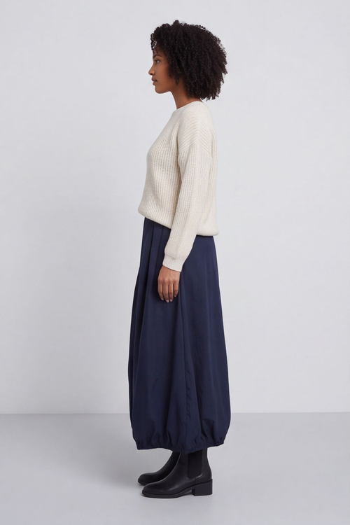 Wilfreda Puffball Cotton Skirt Navy - Image 4