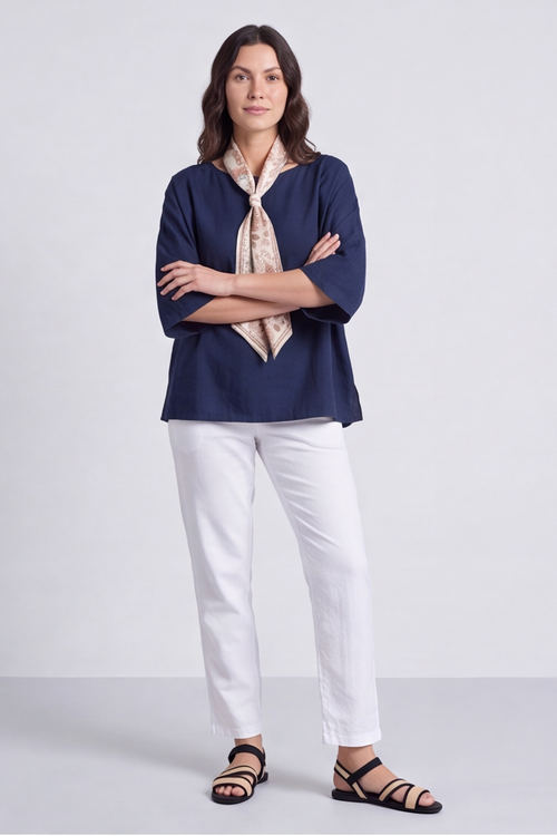 Lyra Navy Scarf Top - Image 4