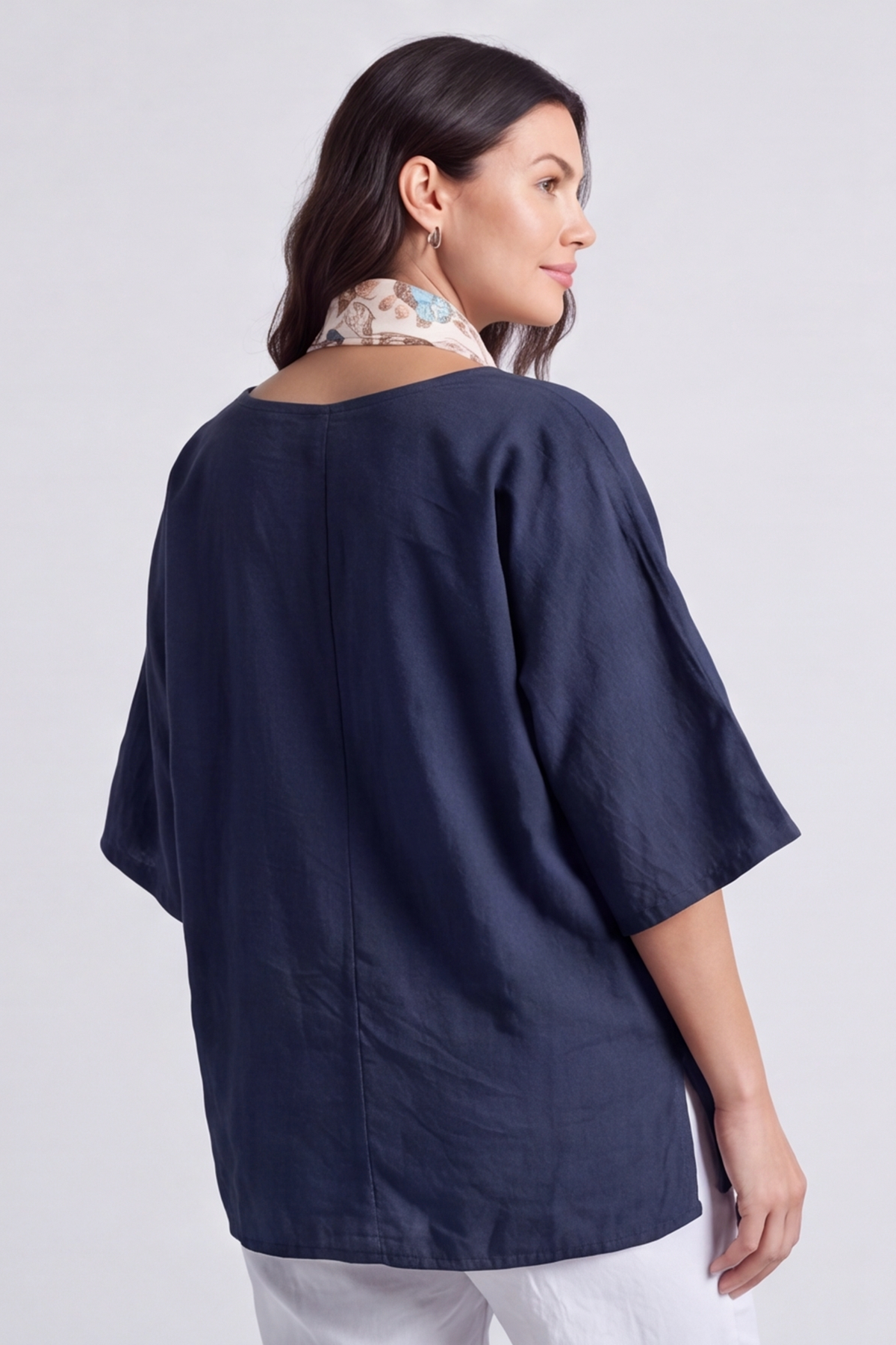 Lyra Navy Scarf Top