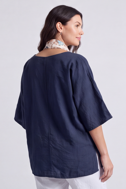 Lyra Navy Scarf Top - Image 2