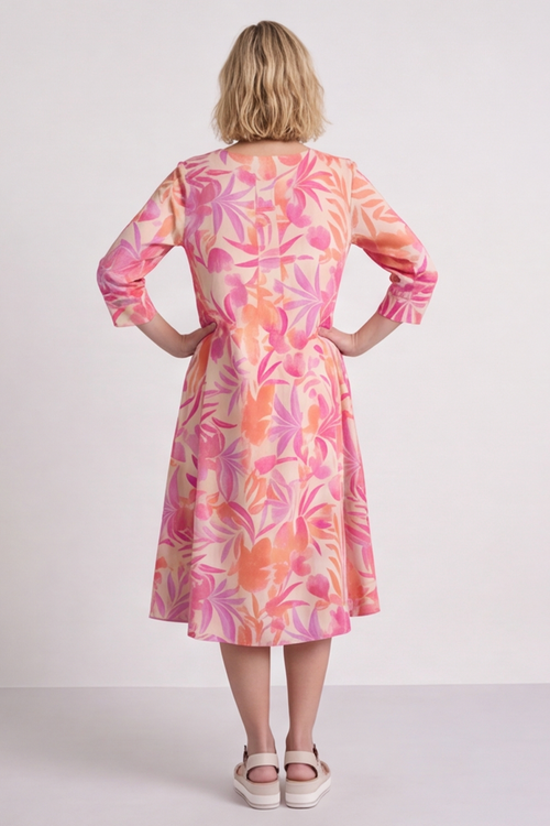 Eleni Botanical Print Linen Dress Stone - Image 3
