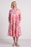 Eleni Botanical Print Linen Dress Stone
