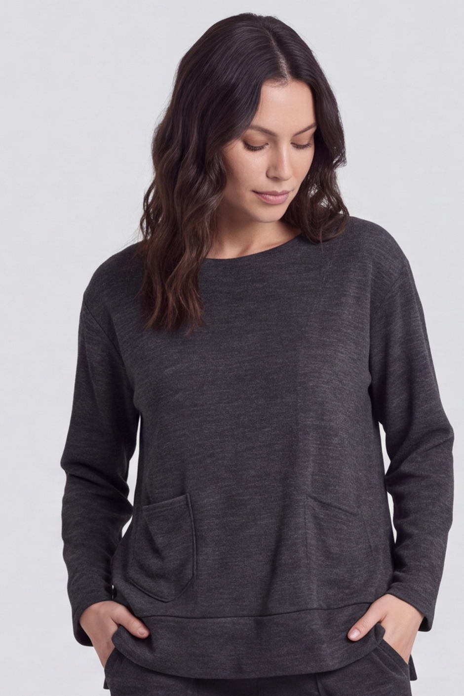 Codie Wool Top Marl Charcoal