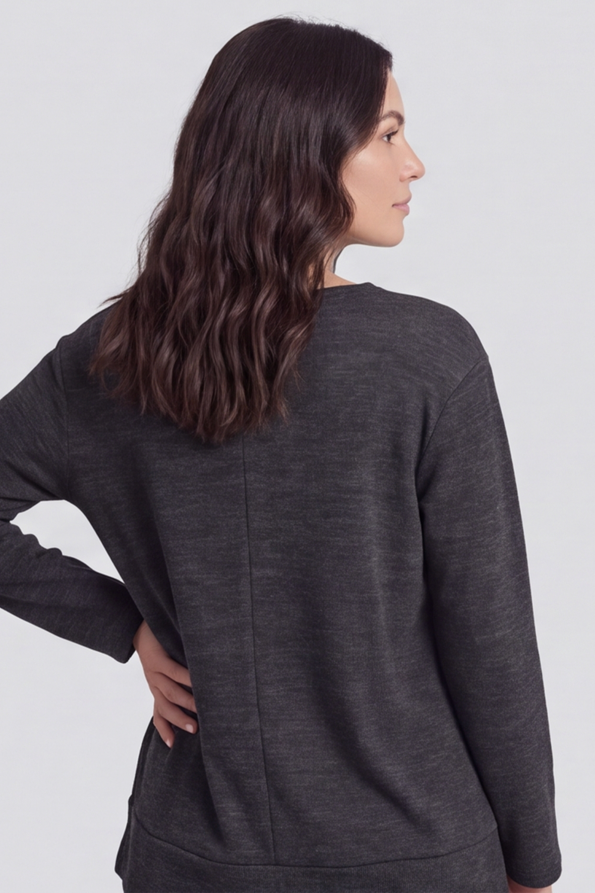 Codie Wool Top Marl Charcoal