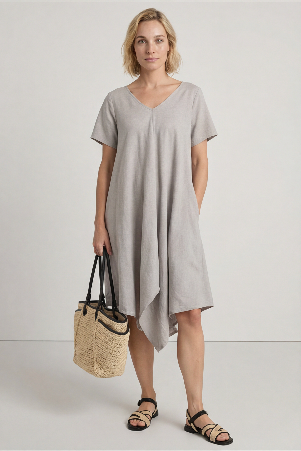 Nivana Dip Side Linen Dress Mocha