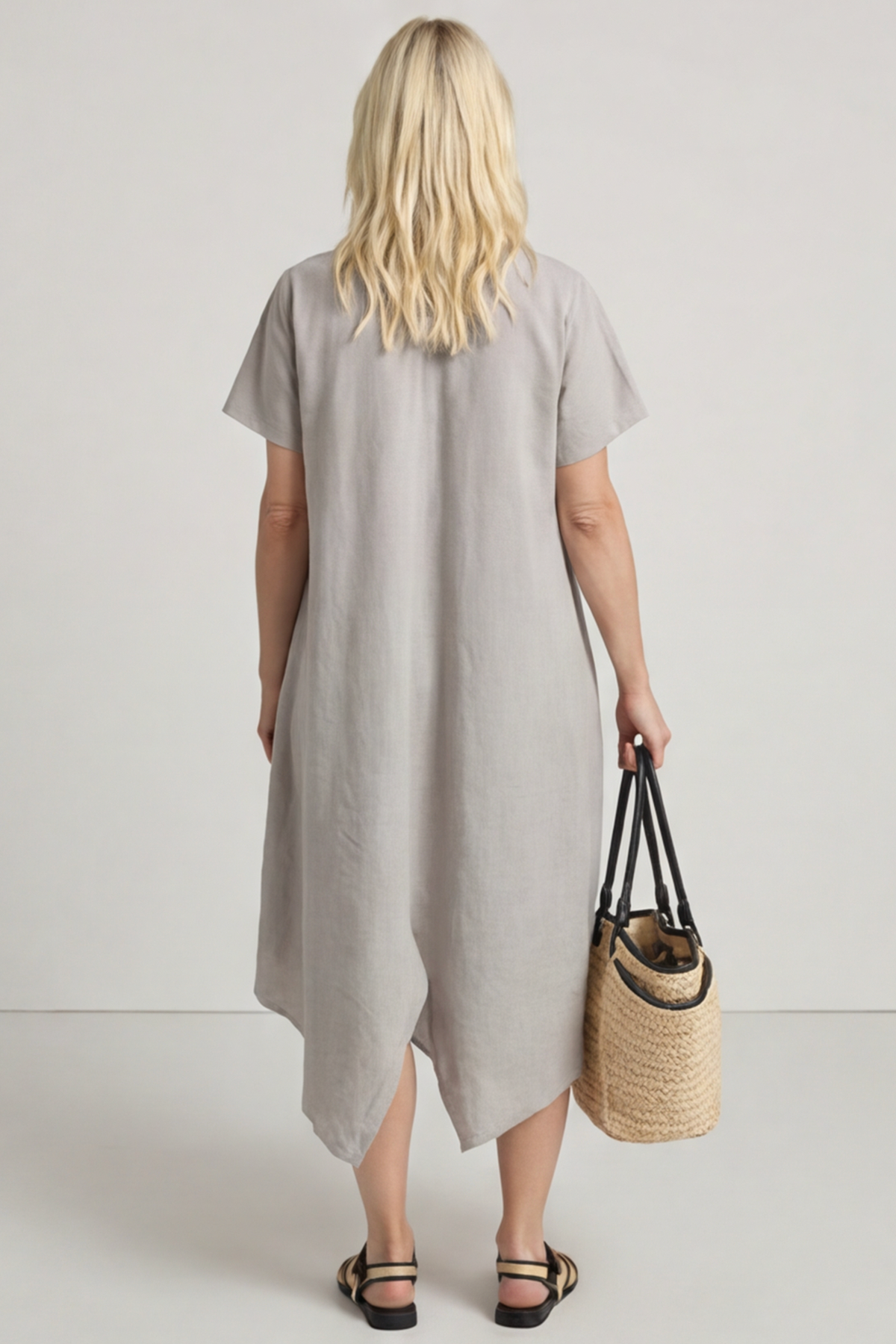 Nivana Dip Side Linen Dress Mocha