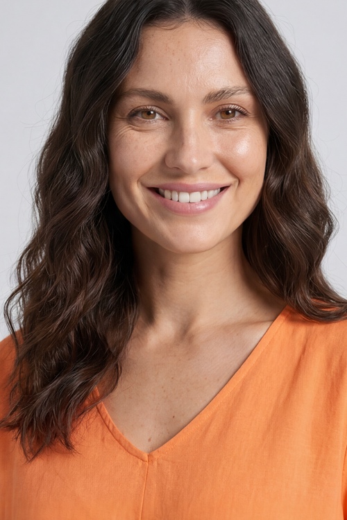 Nivana Dip Side Linen Dress Orange - Image 3