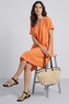 Nivana Dip Side Linen Dress Orange
