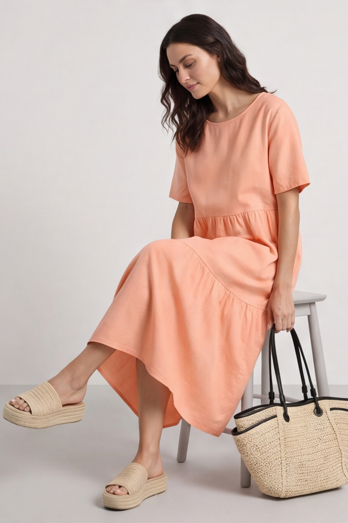 Nova Linen Dress Orange