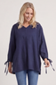 Nulvi V-Neck Linen Top Navy