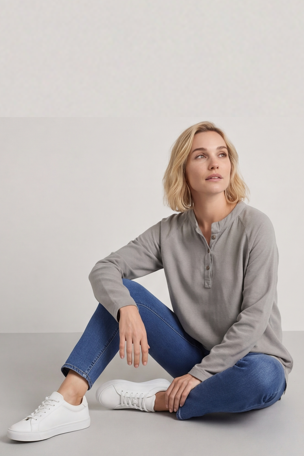 Nyree Button Cotton Top Mocha