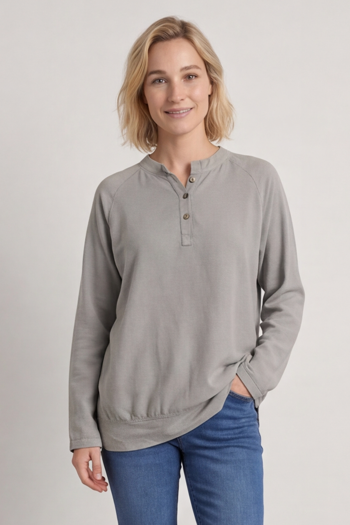 Nyree Button Cotton Top Mocha