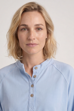 Nyree Button Cotton Top Light Blue Light Blue - Nyree Button Cotton Top Light Blue