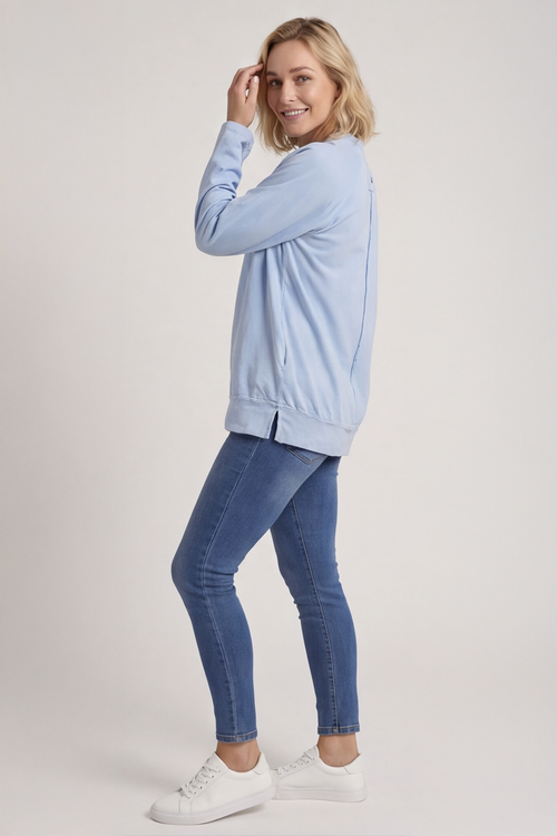 Nyree Button Cotton Top Light Blue - Image 6
