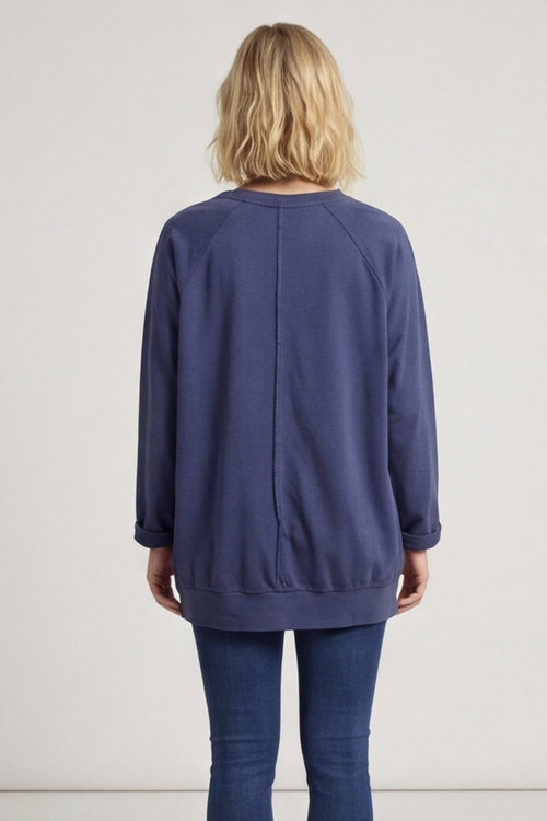 Nyree Button Cotton Top Navy - Image 5