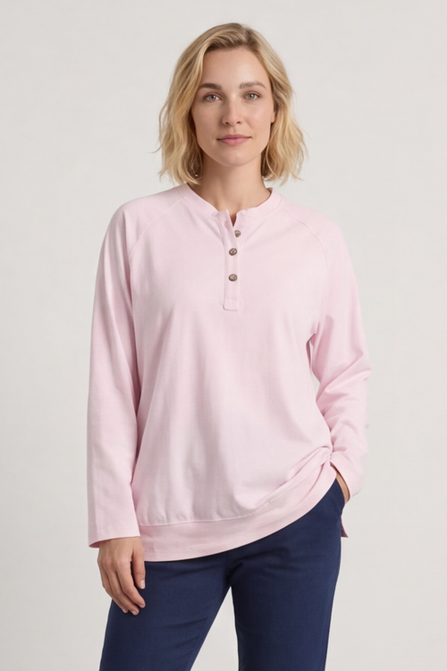 Nyree Button Cotton Top Pink - Image 5