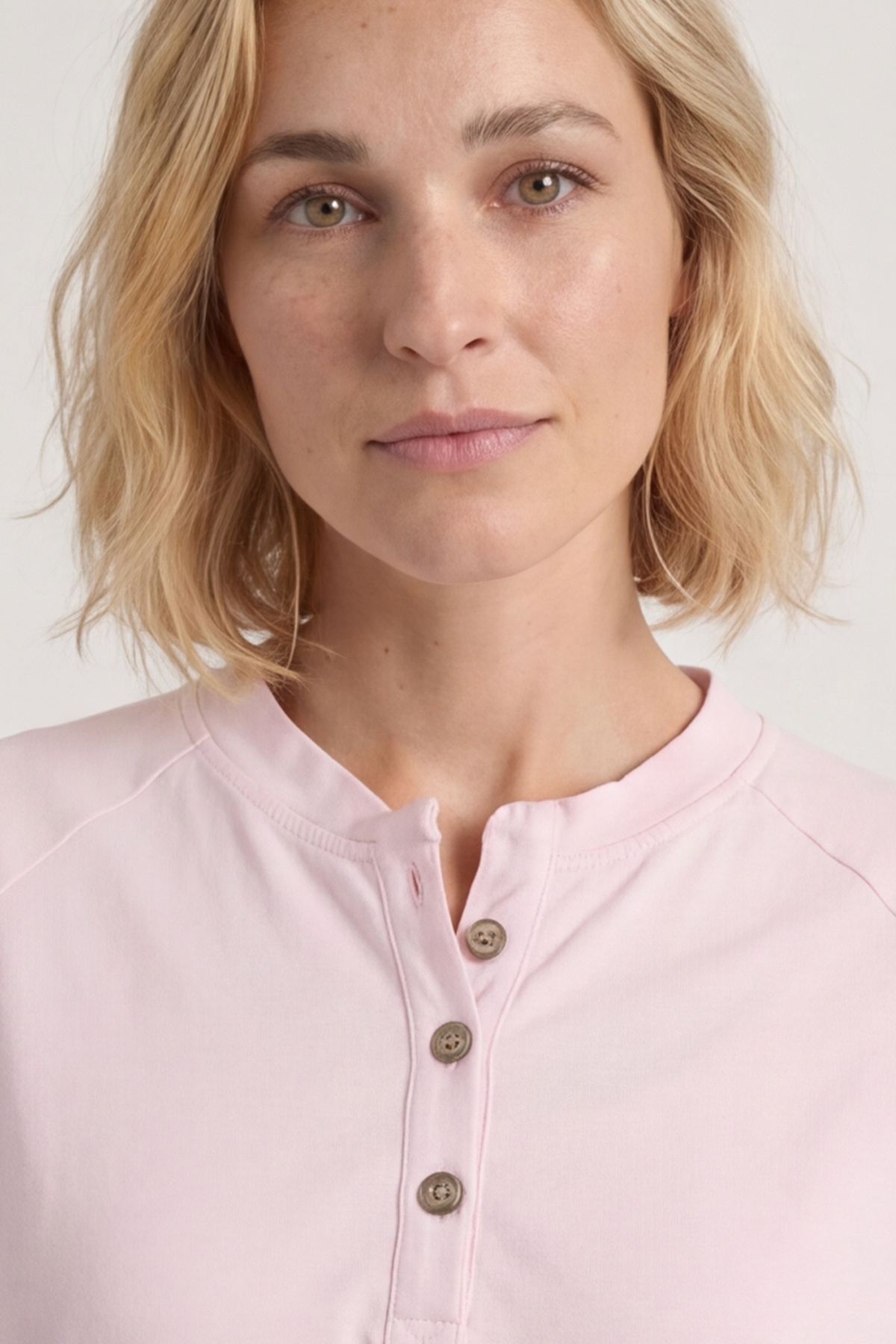 Nyree Button Cotton Top Pink