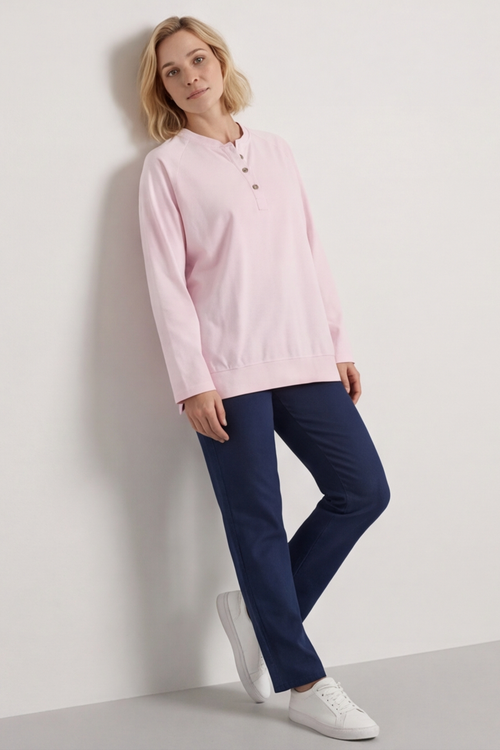 Nyree Button Cotton Top Pink - Image 4