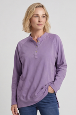 Nyree Button Cotton Top Purple Purple - Nyree Button Cotton Top Purple