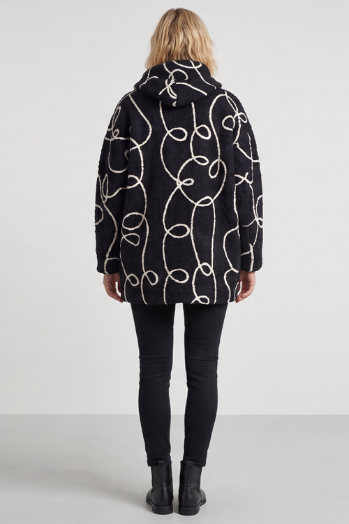 Olympia Embroidered Pattern Wool Jacket Black - Image 3