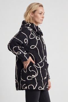 Olympia Embroidered Pattern Wool Jacket Black