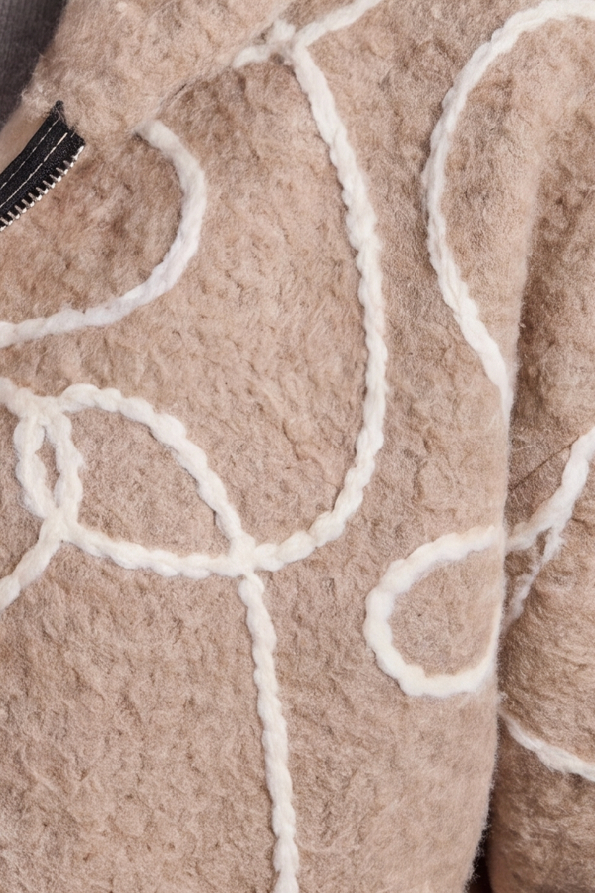 Olympia Embroidered Pattern Wool Jacket Camel
