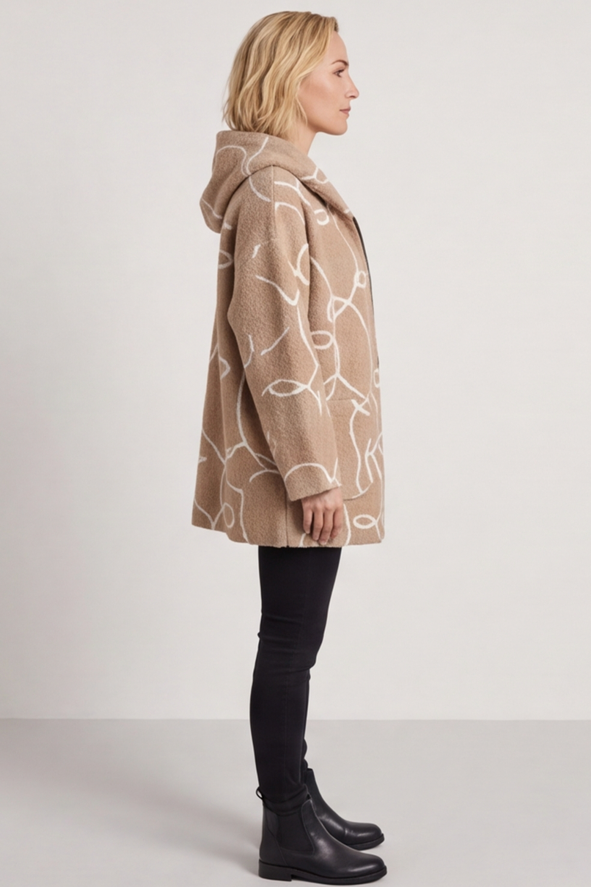 Olympia Embroidered Pattern Wool Jacket Camel