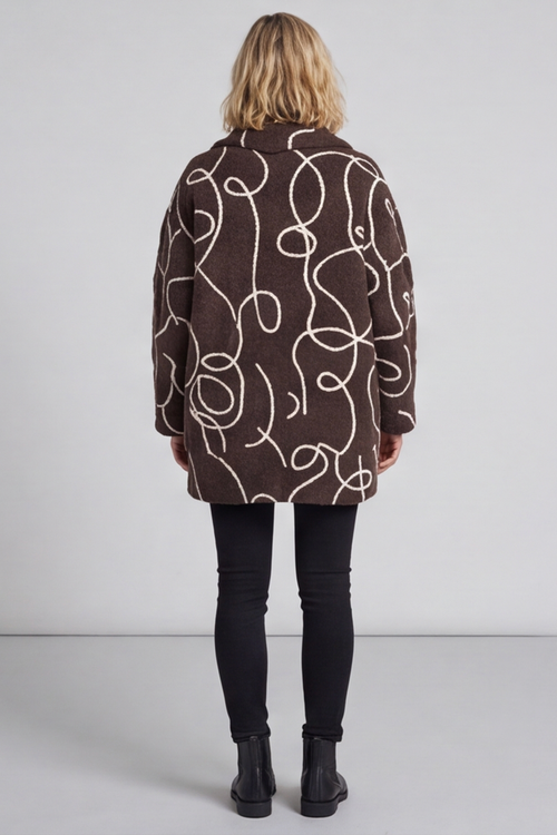 Olympia Embroidered Pattern Wool Jacket Cocoa - Image 3